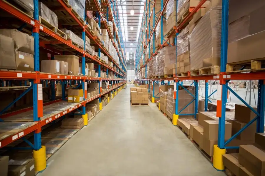 Racked pallets in a partner warehouse